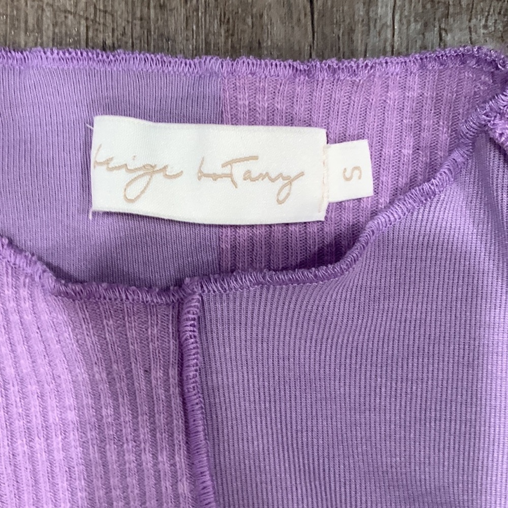 Lavender Patchwork Mock Neck W/ Cut Out Above Che… - image 2